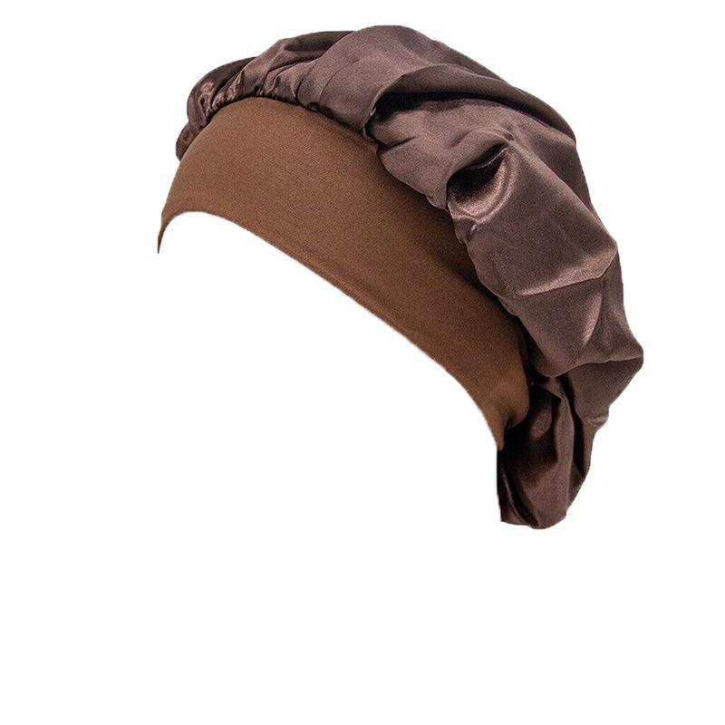 Sleeping Bonnet Hair Wrap Silk Satin Cap Women Elastic Night Soft Hat Headwear - Pink