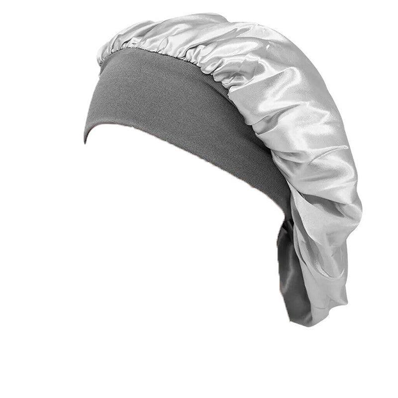 Sleeping Bonnet Hair Wrap Silk Satin Cap Women Elastic Night Soft Hat Headwear - Pink