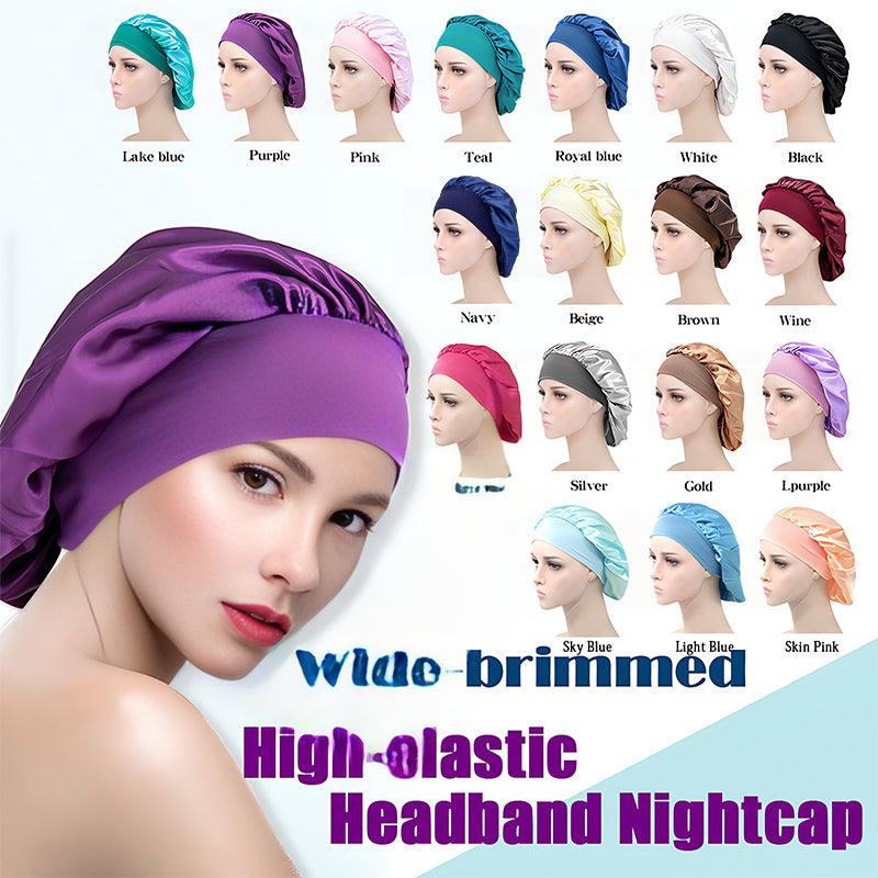 Sleeping Bonnet Hair Wrap Silk Satin Cap Women Elastic Night Soft Hat Headwear - Purple