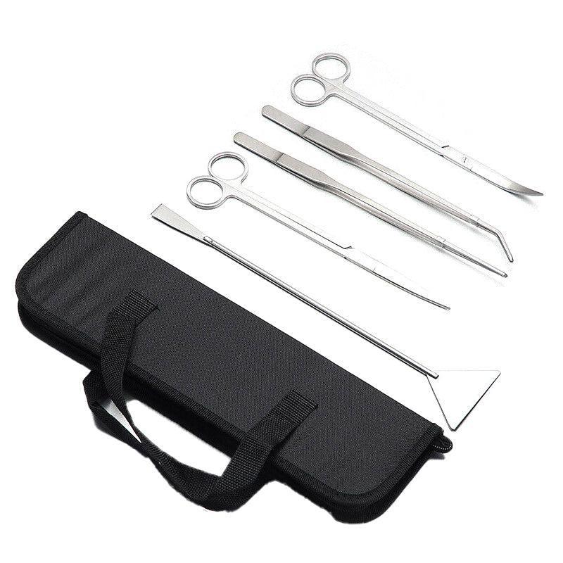 Stainless Steel Aquarium Tool Set Tweezers Scissors Spatula Kit 4 5 6PCS - Curved Scissors