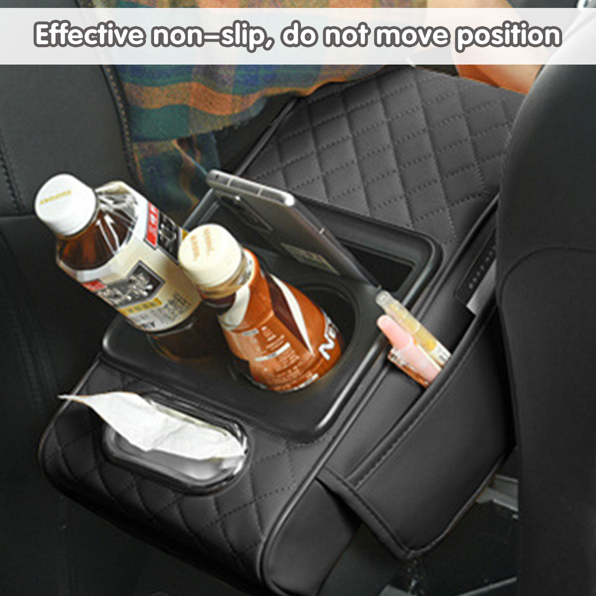Car Armrest Pad Central Console Storage Box Lift Cushion Rest Support Organizer - Black Red