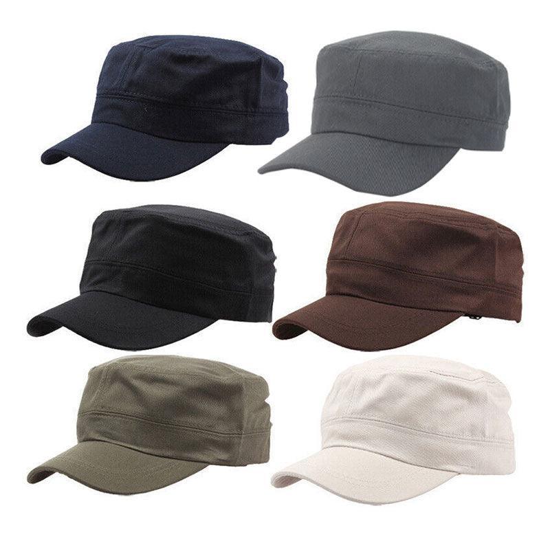 Army Plain Hat Classic Cadet Field Military Cap Style Patrol Baseball Adjustable - Black