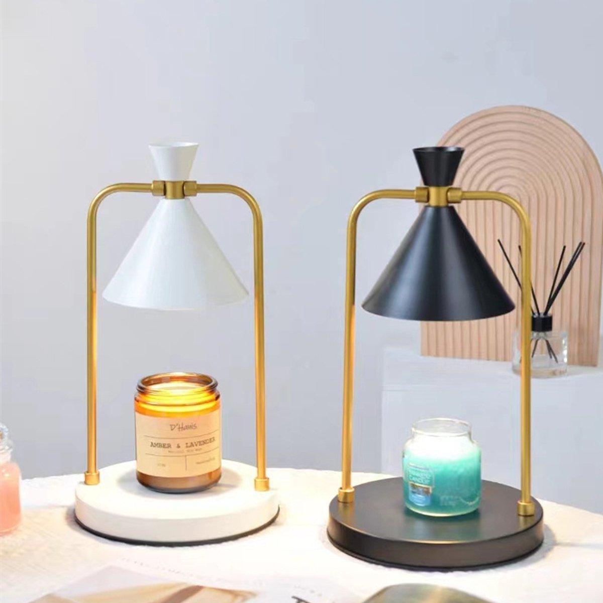 Retro Aromatherapy Table Lamp Dimmable Metal Scented Wax Lamp for Bedroom - White