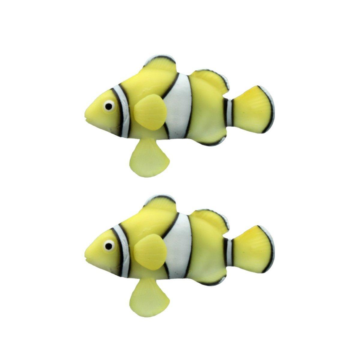 2PCS Artificial Betta Fish Aquarium Decorations Silicone Floating Moving Fish - Sky Blue Goldfish