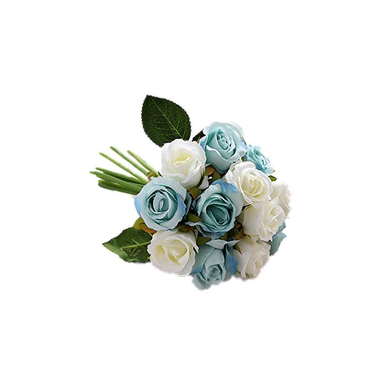 12 Heads Silk Rose Artificial Flowers Fake Bouquet - pink