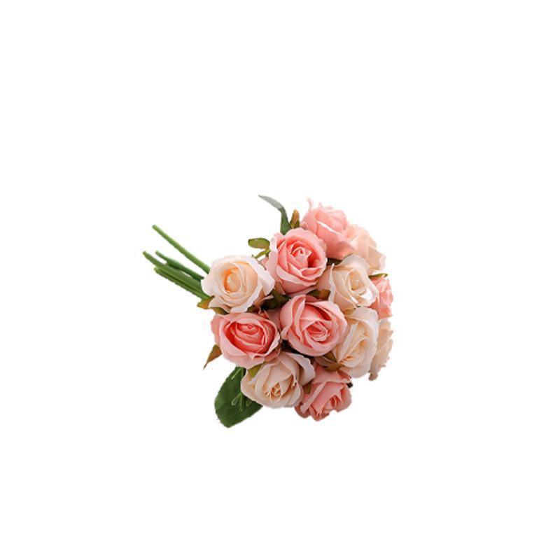 12 Heads Silk Rose Artificial Flowers Fake Bouquet - Red