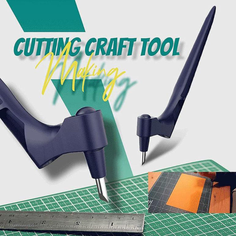 360-Degree Rotating Craft Cutting Tool with Precision Blade for Craft Art - Blue
