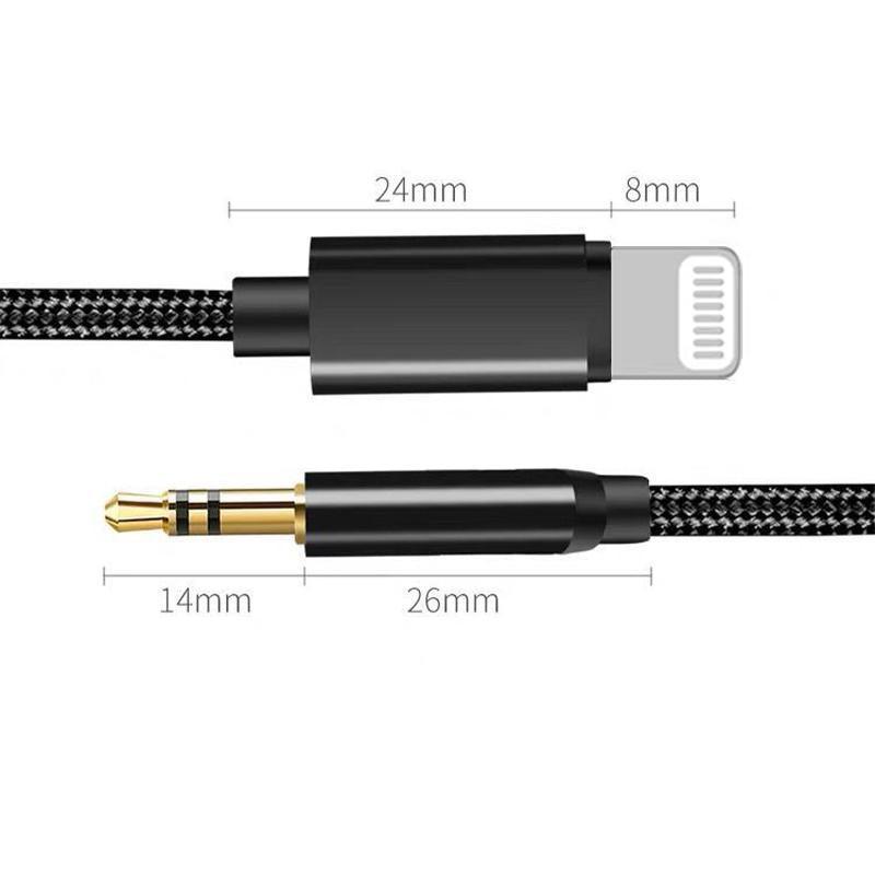 Lightning to 3.5mm Aux Audio Cable Adapter for Car Speaker Headphone Sound System - Silver