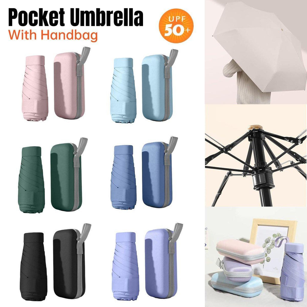 Portable Compact Five-Fold Umbrella UV Sun Protection Travel Manual Umbrella - Green