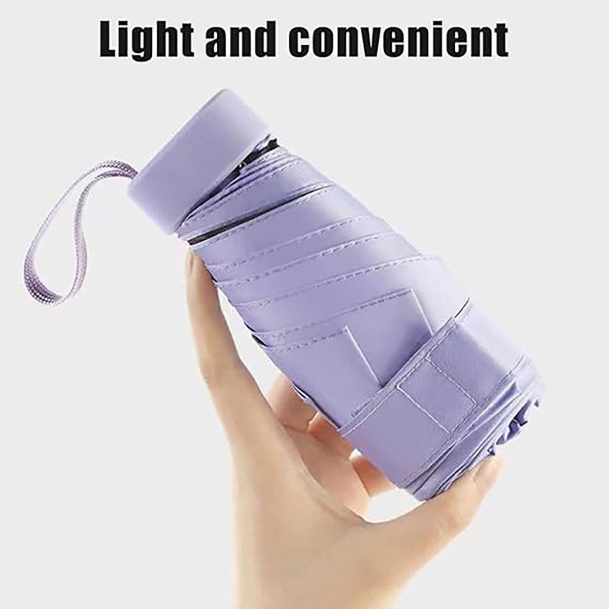 Portable Compact Five-Fold Umbrella UV Sun Protection Travel Manual Umbrella - Purple