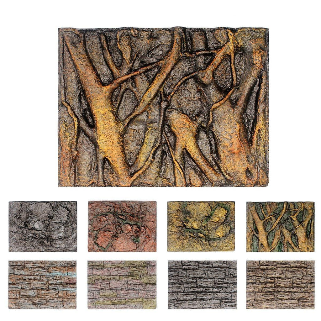 Pet Reptile Tank Board 3D Foam Backgrounds and Habitat Decoration 9 Styles - F