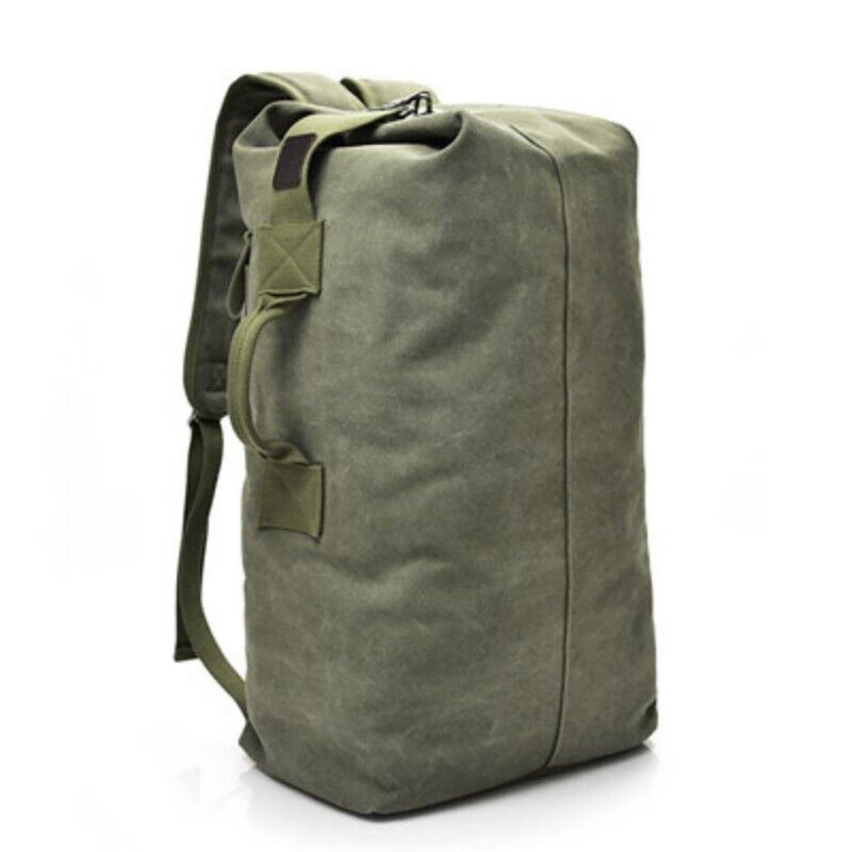 Large Capacity Travel Backpack for Men Outdoor Sports Bag Canvas Rucksack - Black-Big