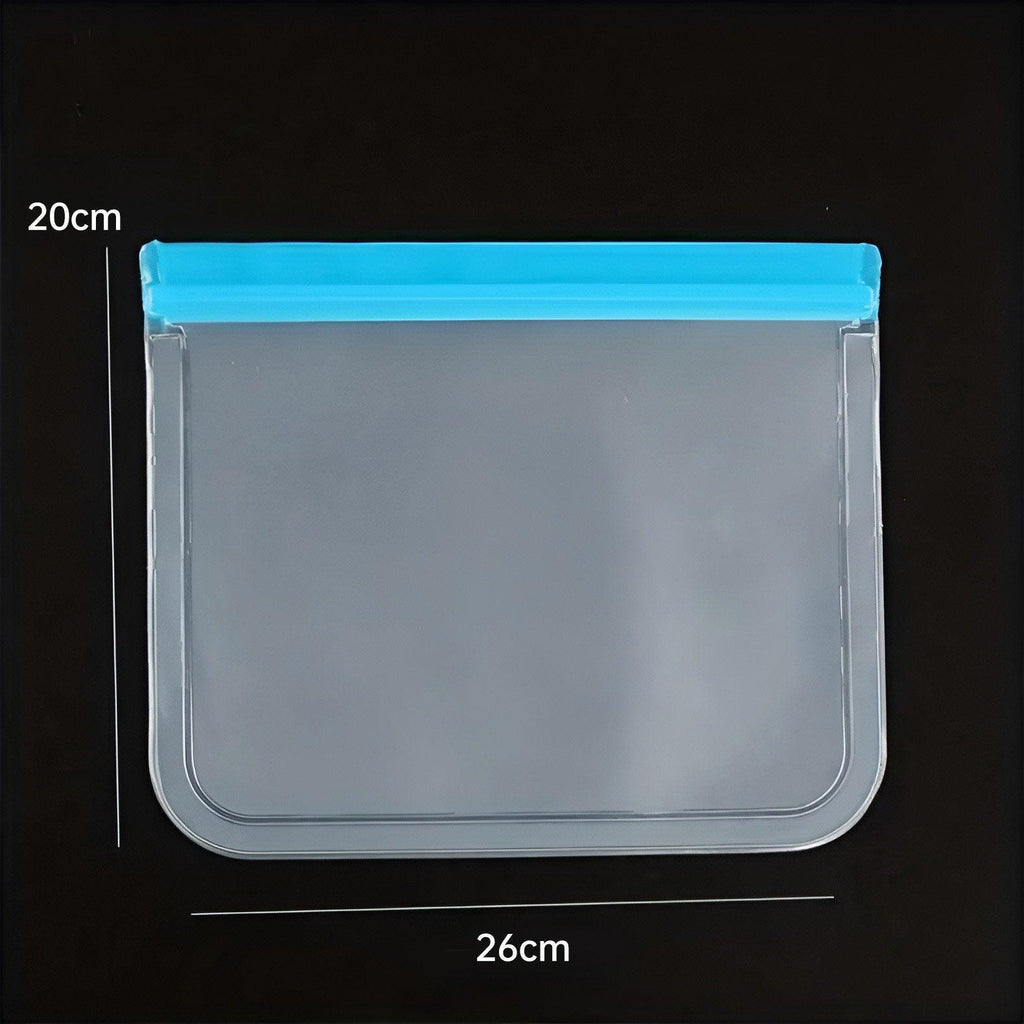 10 Pack Reusable Frosted PEVA Food Storage Bags Resealable Ziplock Freezer Safe - Blue