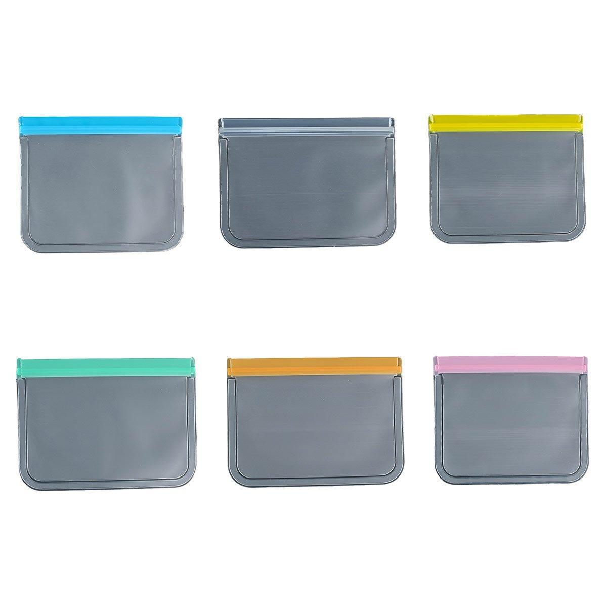 10 Pack Reusable Frosted PEVA Food Storage Bags Resealable Ziplock Freezer Safe - Yellow