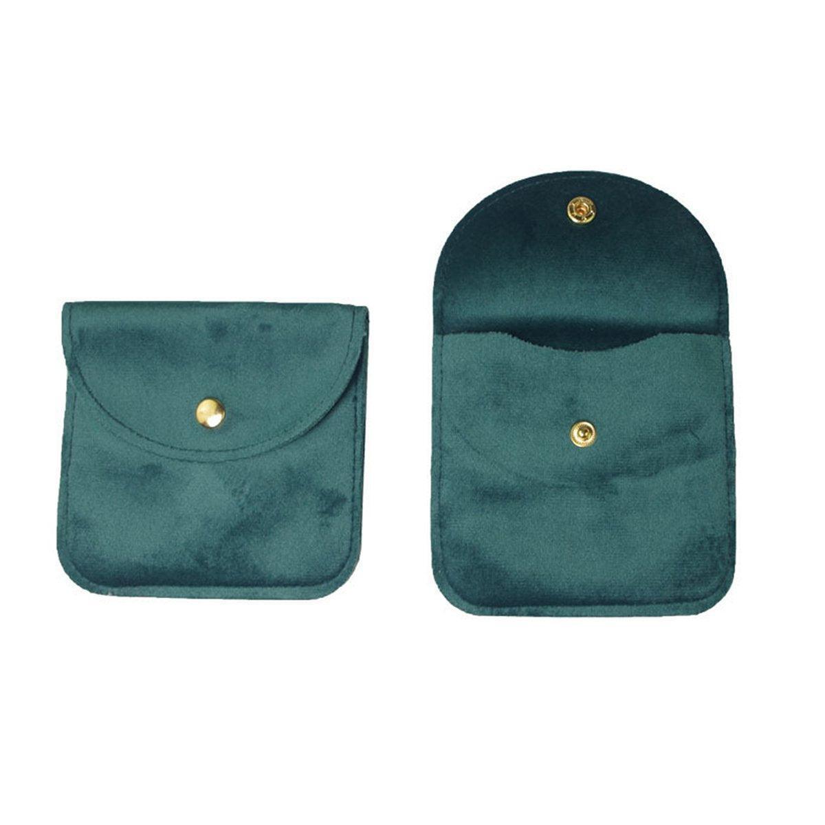 10pcs Velvet Jewelry Pouch Button Closure Thick Soft Ring Necklace Storage Bag - Brown