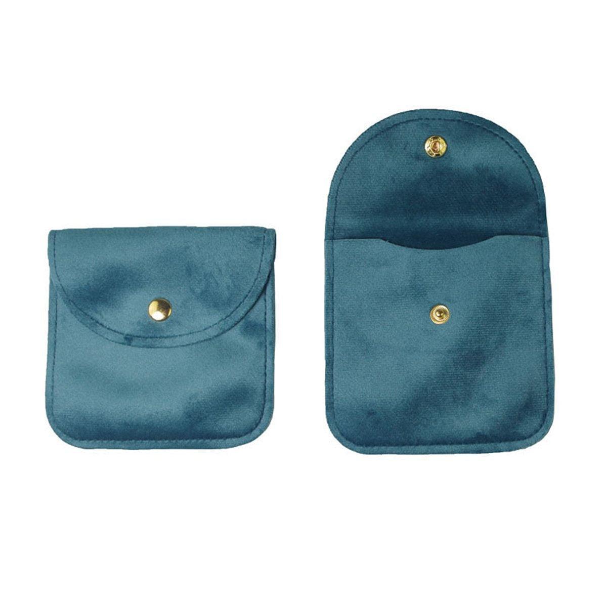 10pcs Velvet Jewelry Pouch Button Closure Thick Soft Ring Necklace Storage Bag - Brown
