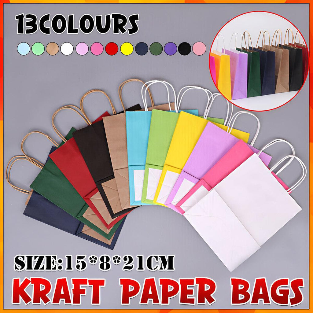 20pcs Small Kraft Paper Gift Bags with Handles for Shopping Party Favour - Light Green