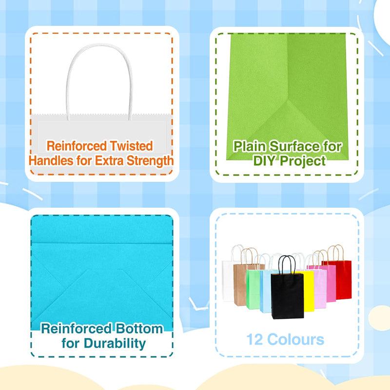 20pcs Small Kraft Paper Gift Bags with Handles for Shopping Party Favour - White