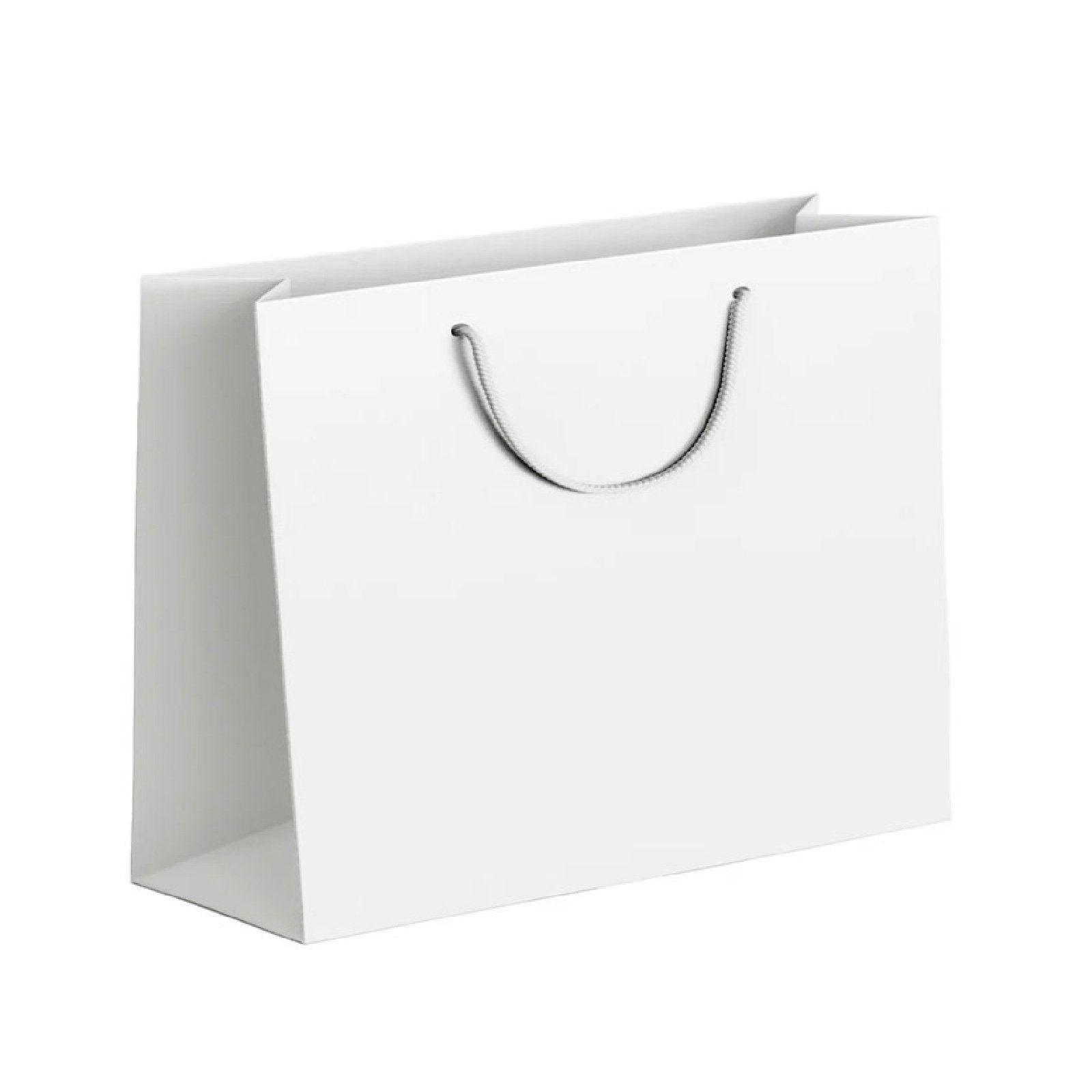 25X Kraft Paper Bags Gift Shopping Bag Carry White Pink Black Bag With Handles - Black-12-15-6
