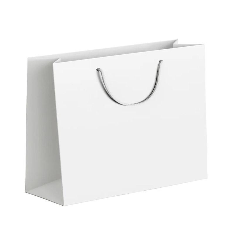 25X Kraft Paper Bags Gift Shopping Bag Carry White Pink Black Bag With Handles - White-12-15-6