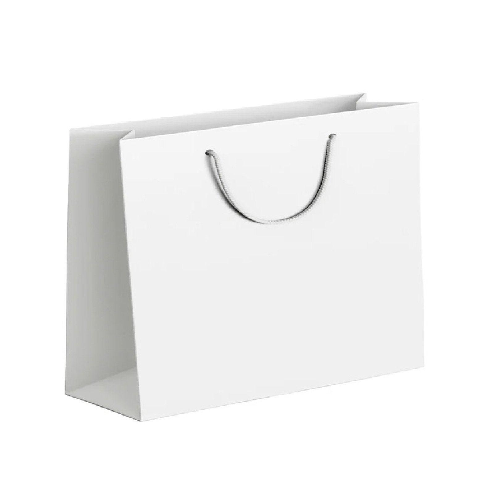 25X Kraft Paper Bags Gift Shopping Bag Carry White Pink Black Bag With Handles - White-12-15-6