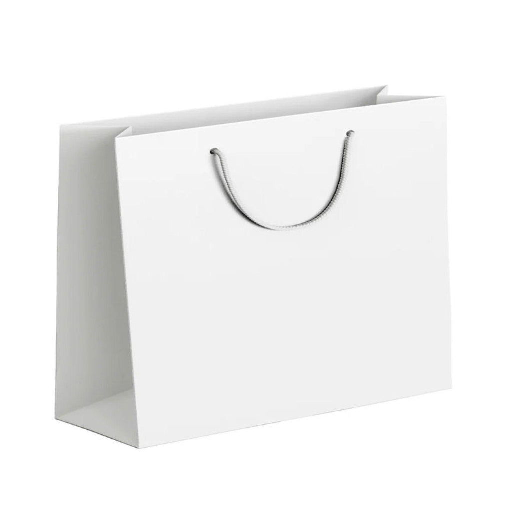 25X Kraft Paper Bags Gift Shopping Bag Carry White Pink Black Bag With Handles - White-12-15-6