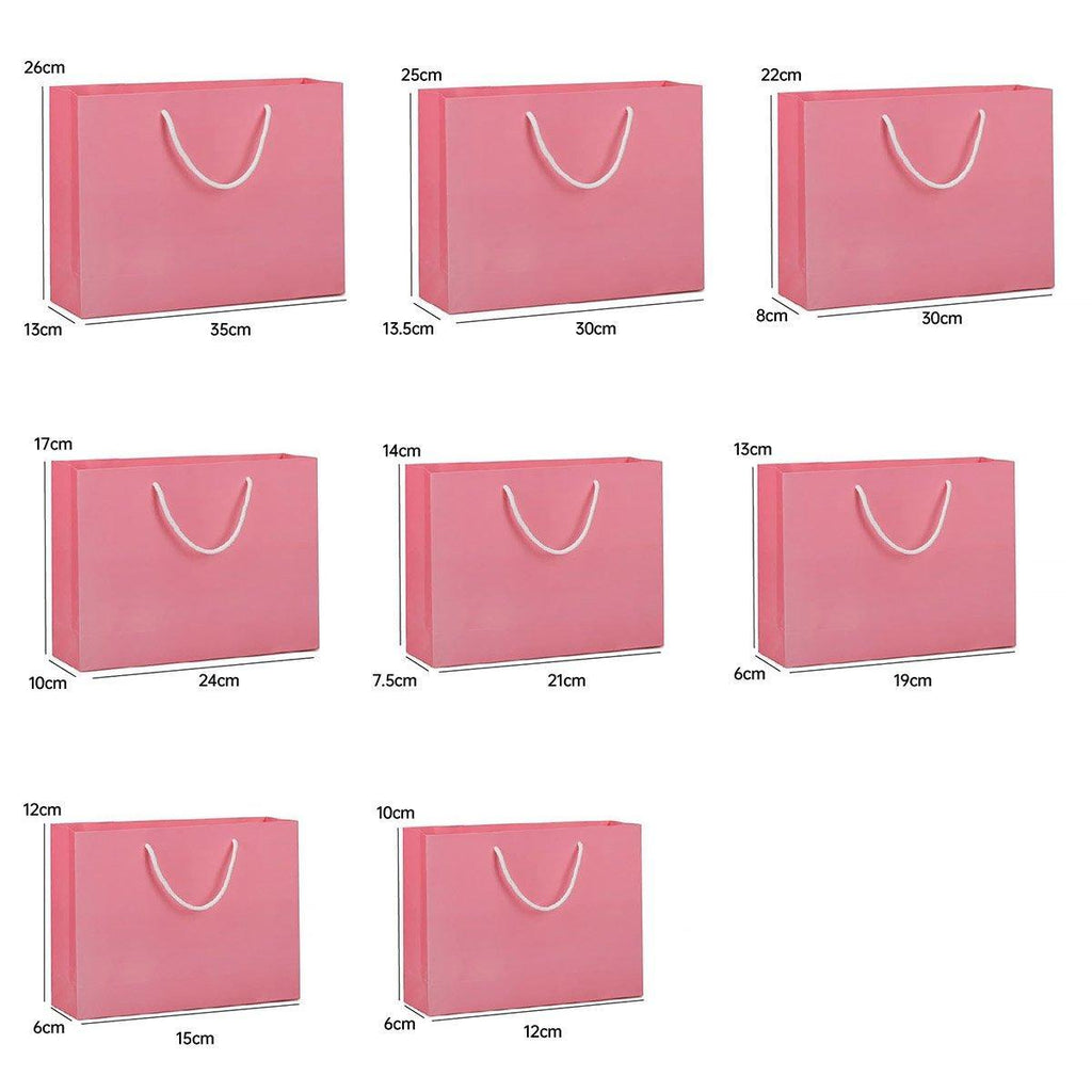 25X Kraft Paper Bags Gift Shopping Bag Carry White Pink Black Bag With Handles - Black-22-30-8