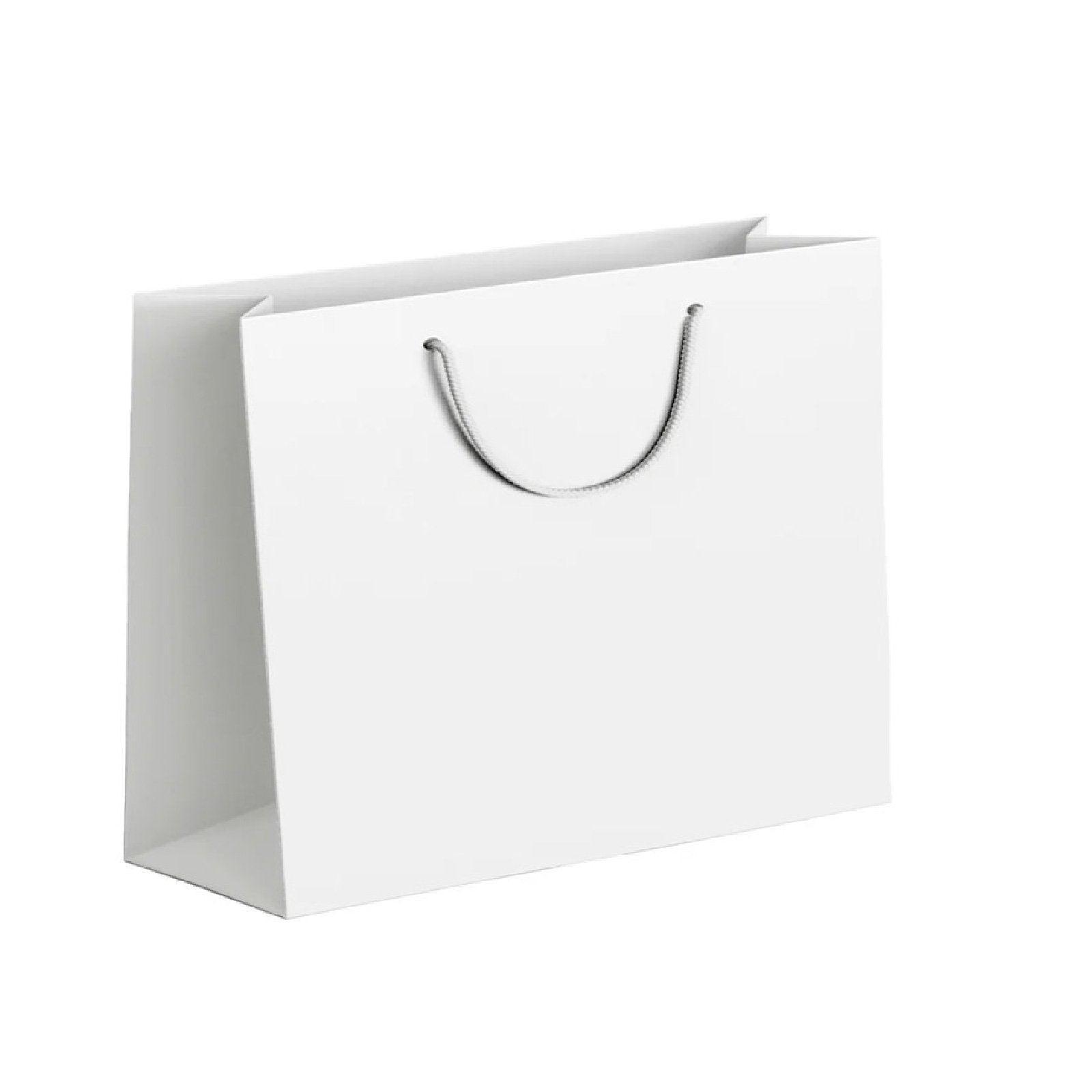 25X Kraft Paper Bags Gift Shopping Bag Carry White Pink Black Bag With Handles - Black-22-30-8