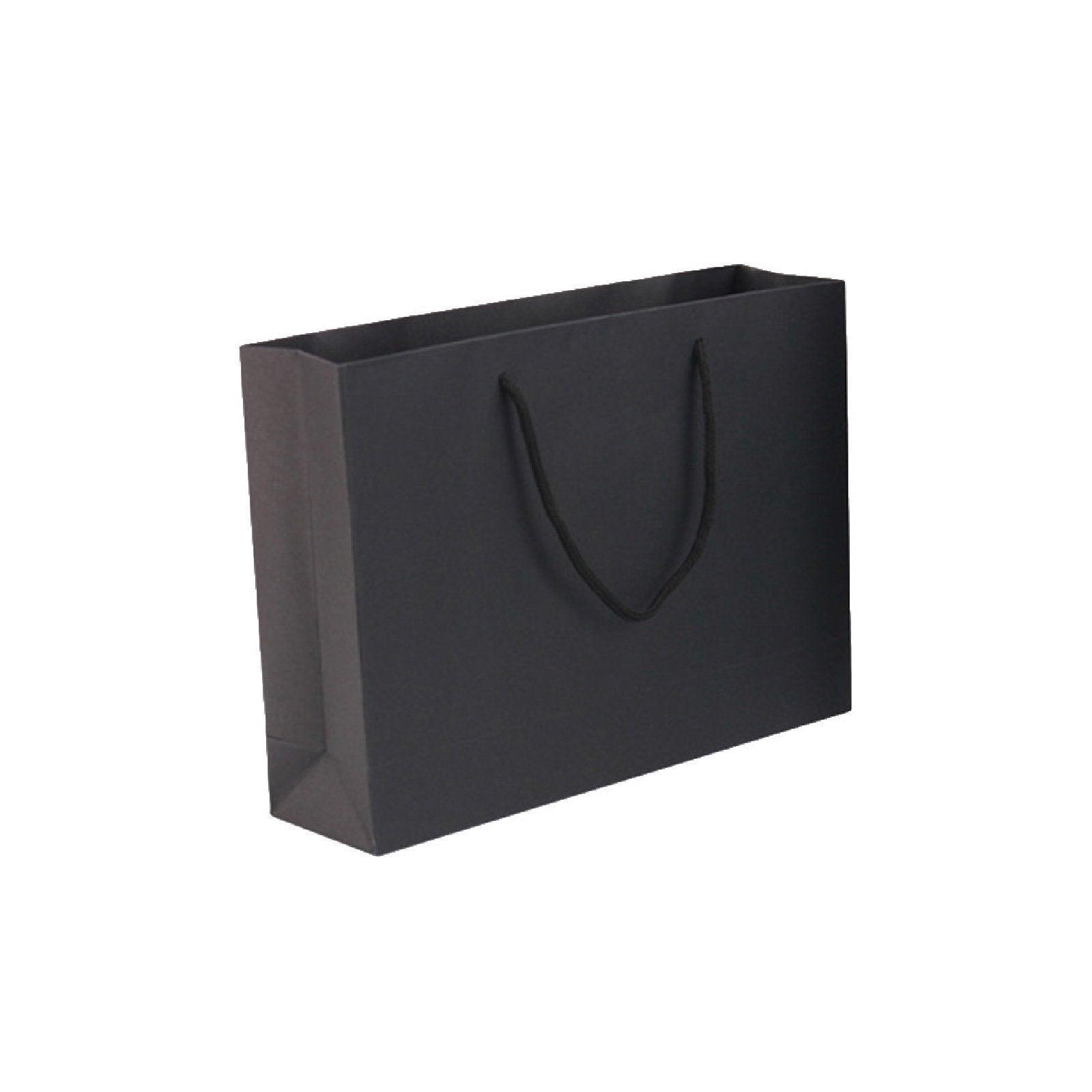 25X Kraft Paper Bags Gift Shopping Bag Carry White Pink Black Bag With Handles - Black-22-30-8