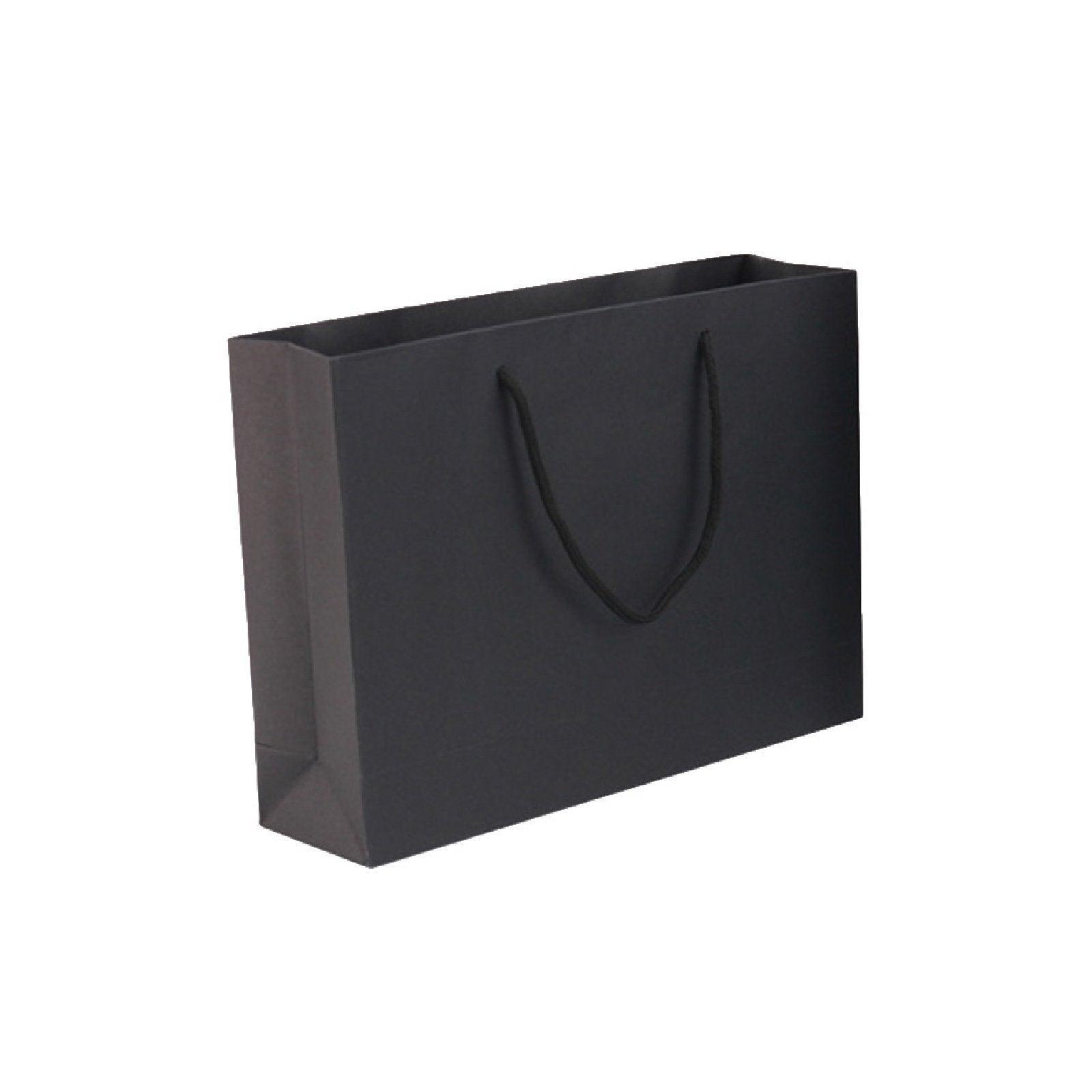 25X Kraft Paper Bags Gift Shopping Bag Carry White Pink Black Bag With Handles - Black-22-30-8