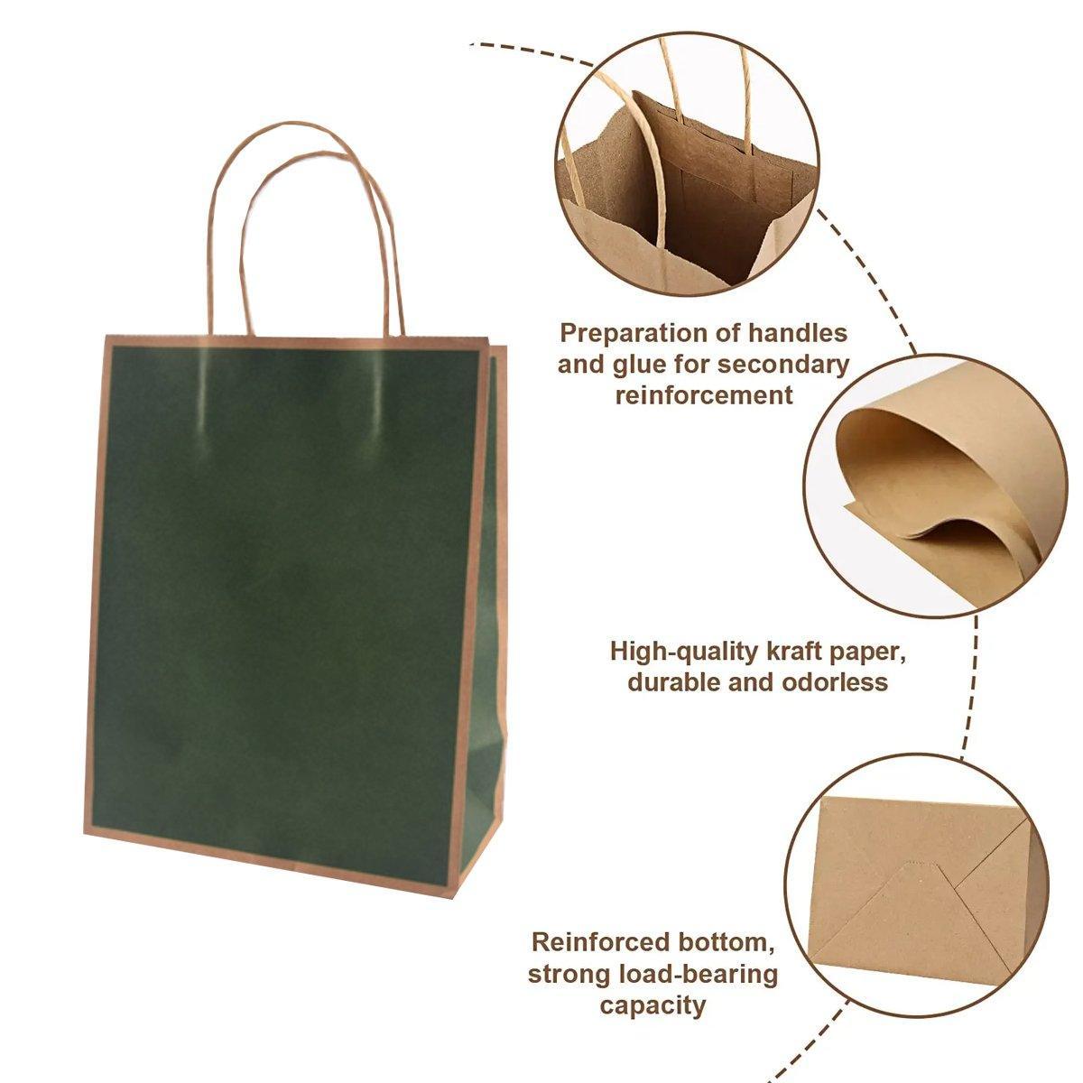Gift Kraft Paper Bags for Packaging and Takeaway 50PCS - Black-21*15*8cm
