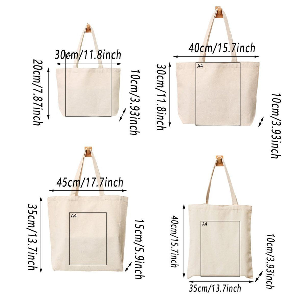 5PCS Canvas Tote Bag Cotton Blank DIY Shopping Shoulder Bags - Black 35*40*10cm