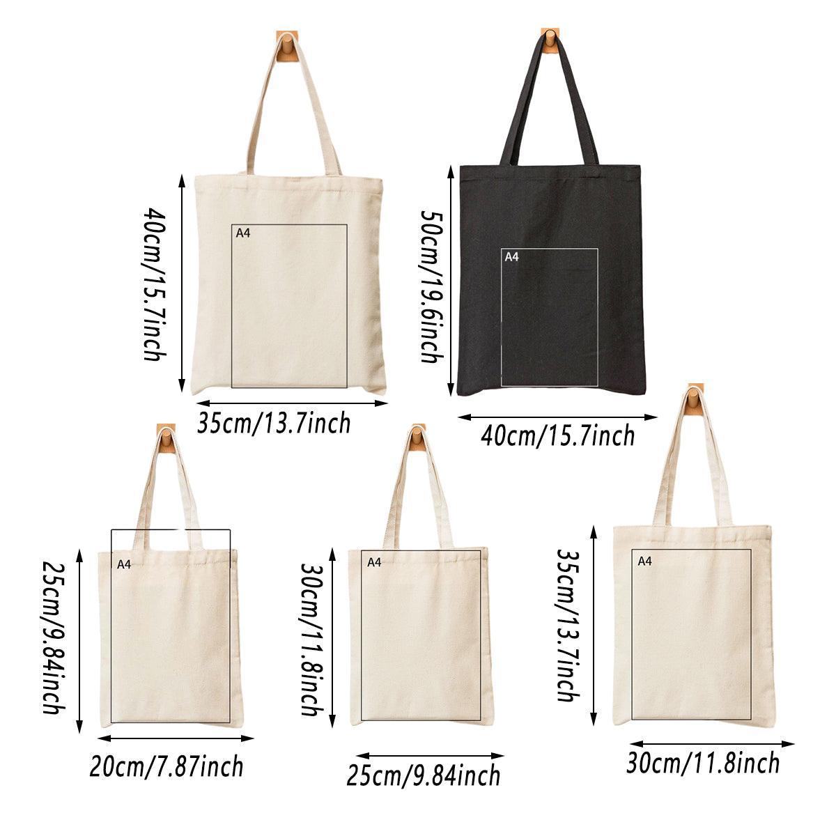 5PCS Canvas Tote Bag Cotton Blank DIY Shopping Shoulder Bags - Natural 35*40*10cm