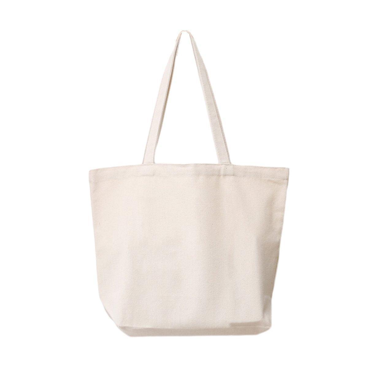 5PCS Canvas Tote Bag Cotton Blank DIY Shopping Shoulder Bags - White 30*35cm