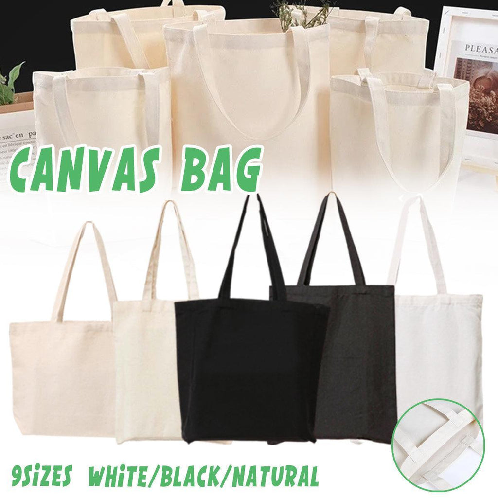 5PCS Canvas Tote Bag Cotton Blank DIY Shopping Shoulder Bags - White 35*40cm