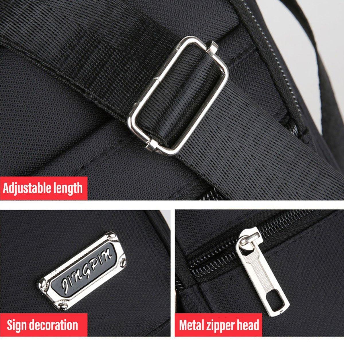 Mens Crossbody Shoulder Bag Travel Messenger Bag Casual Handbag for Boys and Men - Black-6 zippers