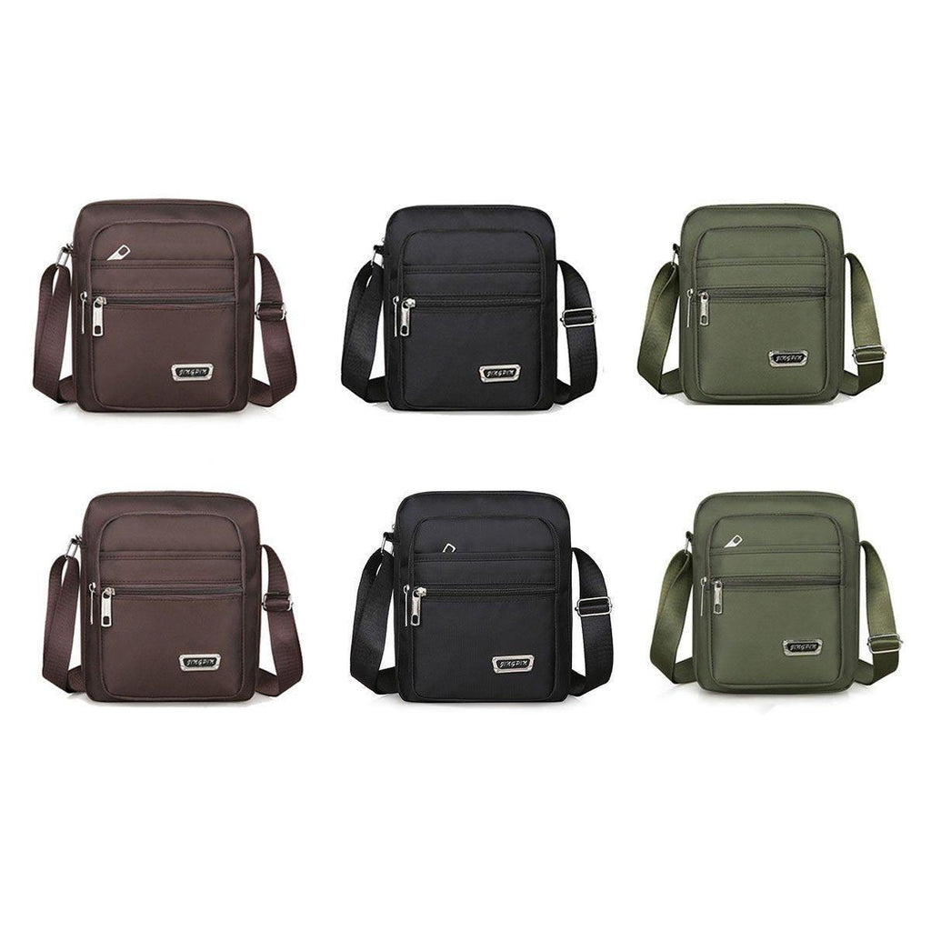 Mens Crossbody Shoulder Bag Travel Messenger Bag Casual Handbag for Boys and Men - Brown-6 zippers