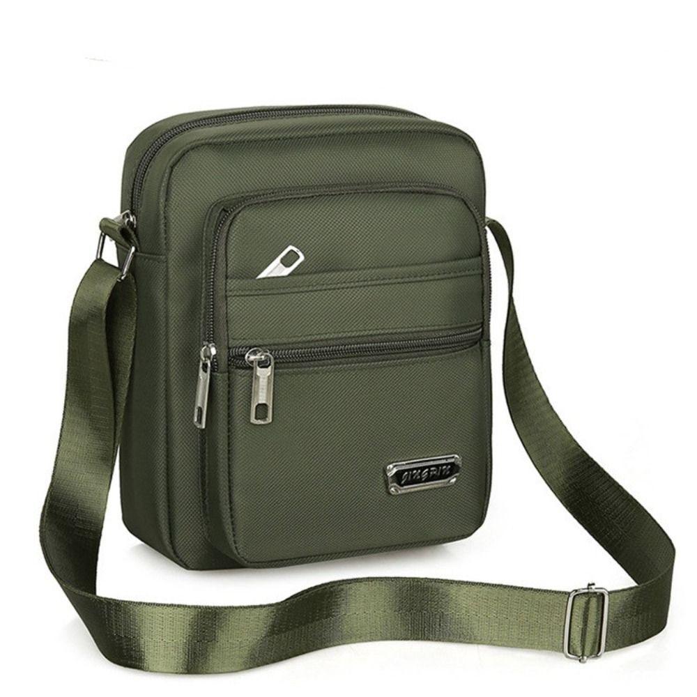 Mens Crossbody Shoulder Bag Travel Messenger Bag Casual Handbag for Boys and Men - Brown-6 zippers