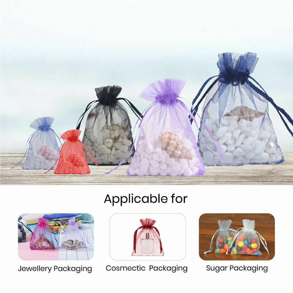 50PCS Organza Bag Sheer Bags Jewellery Wedding Candy Packaging Sheer Bags 9*12 cm - Dark Purple/50PCS