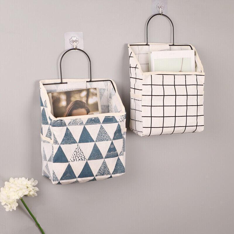 Wall Hanging Storage Bag Home Wardrobe Organiser Pouch Book Holder Phone Pocket - Black Rabbit