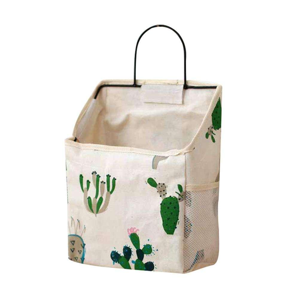 Wall Hanging Storage Bag Home Wardrobe Organiser Pouch Book Holder Phone Pocket - Blue Triangle