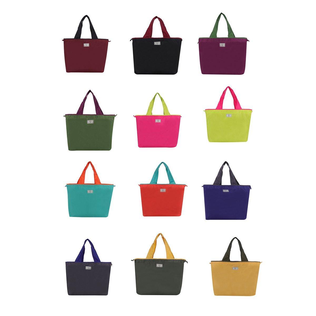 Ultra-Light Foldable Large Capacity Portable Shopping Bag with Drawstring Mouth - Green - L