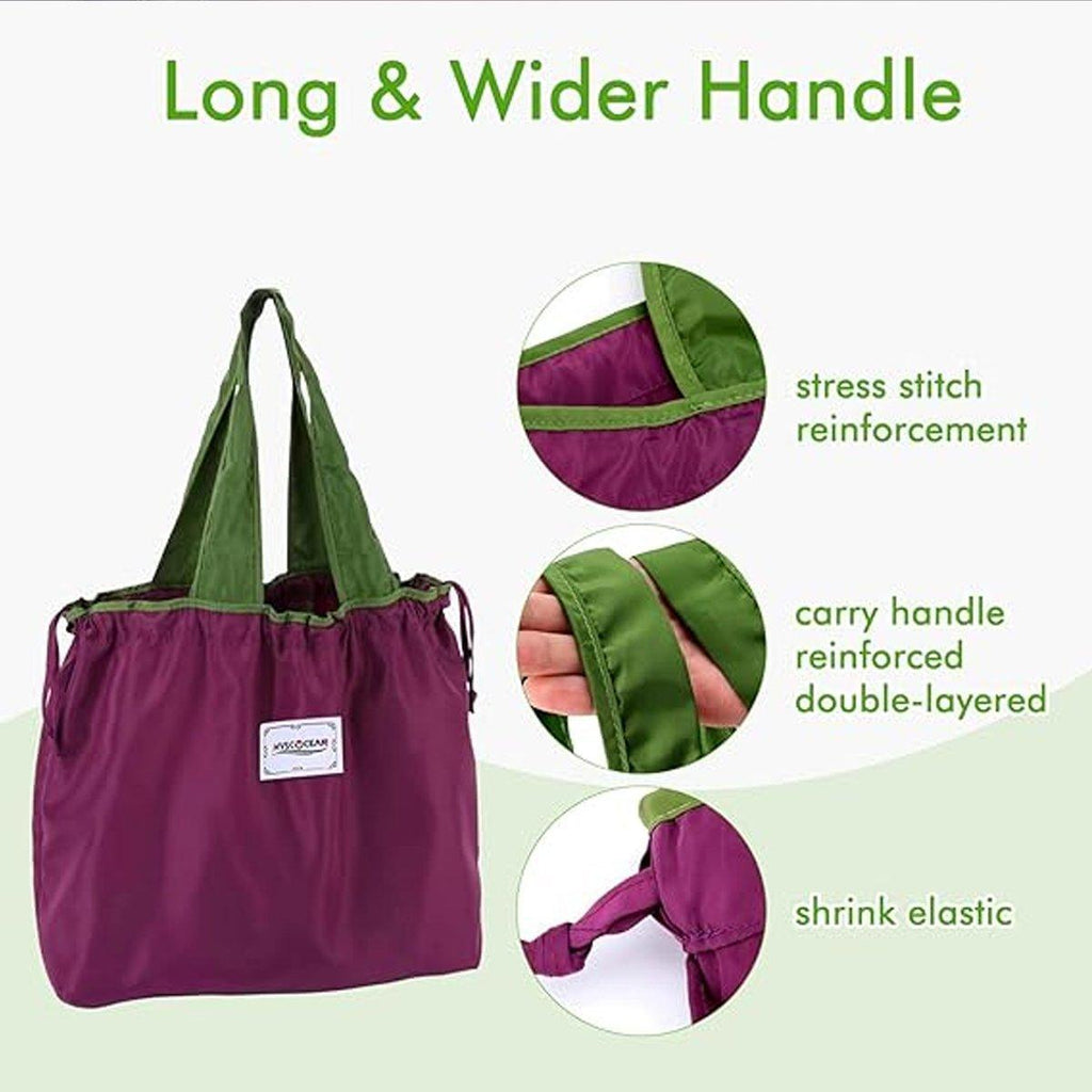 Ultra-Light Foldable Large Capacity Portable Shopping Bag with Drawstring Mouth - Lake Blue - S