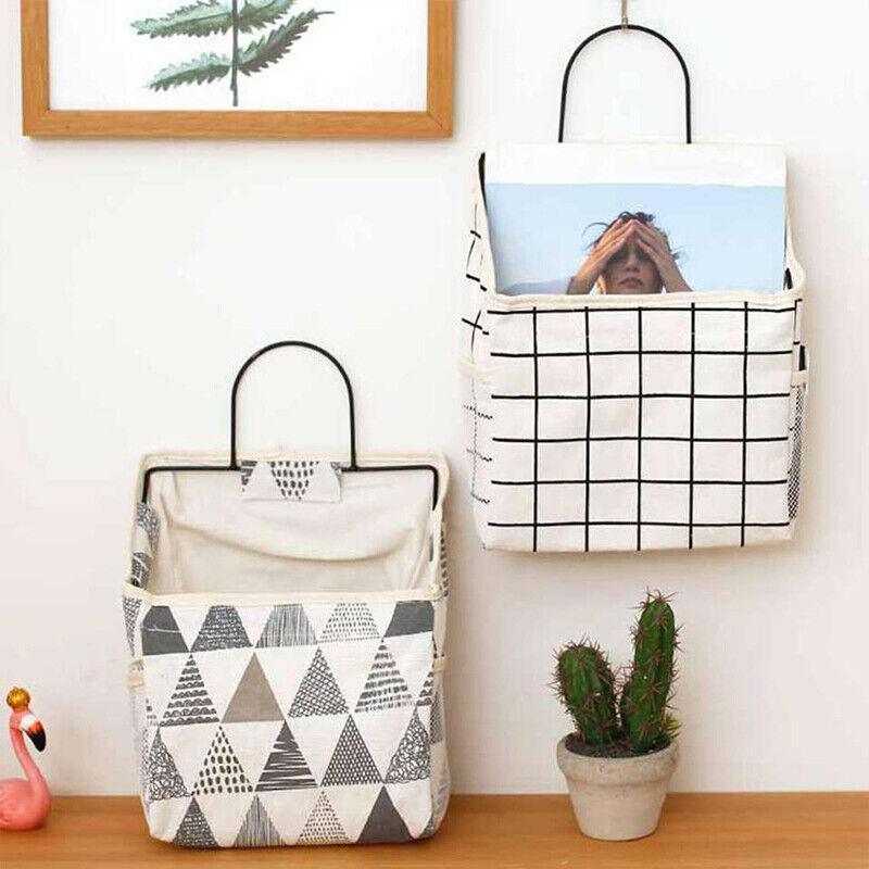 Wall Hanging Storage Bag Home Wardrobe Organiser Pouch Book Holder Phone Pocket - Polar Bear