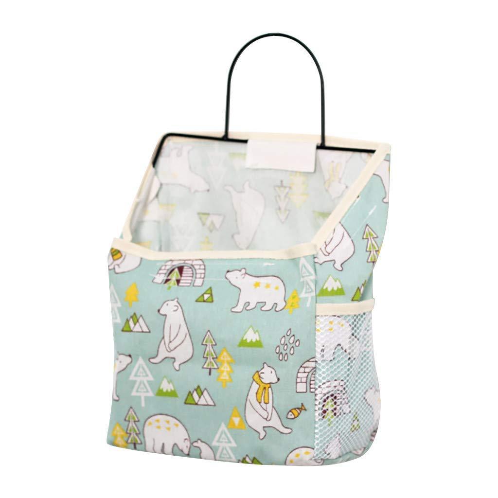 Wall Hanging Storage Bag Home Wardrobe Organiser Pouch Book Holder Phone Pocket - Polar Bear