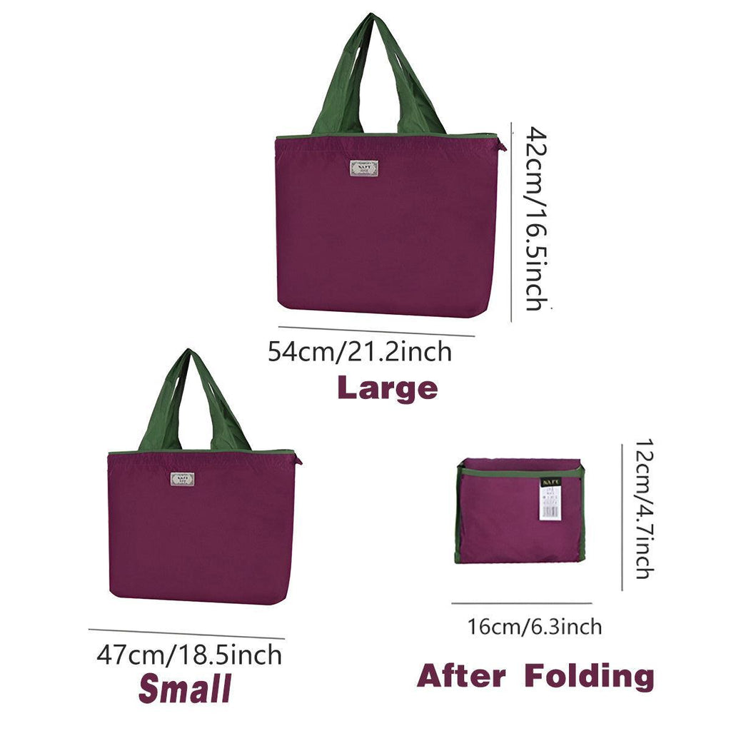 Ultra-Light Foldable Large Capacity Portable Shopping Bag with Drawstring Mouth - Purple - L