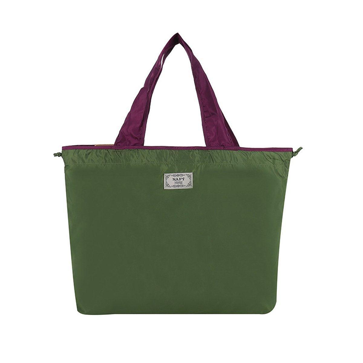Ultra-Light Foldable Large Capacity Portable Shopping Bag with Drawstring Mouth - Purple - L