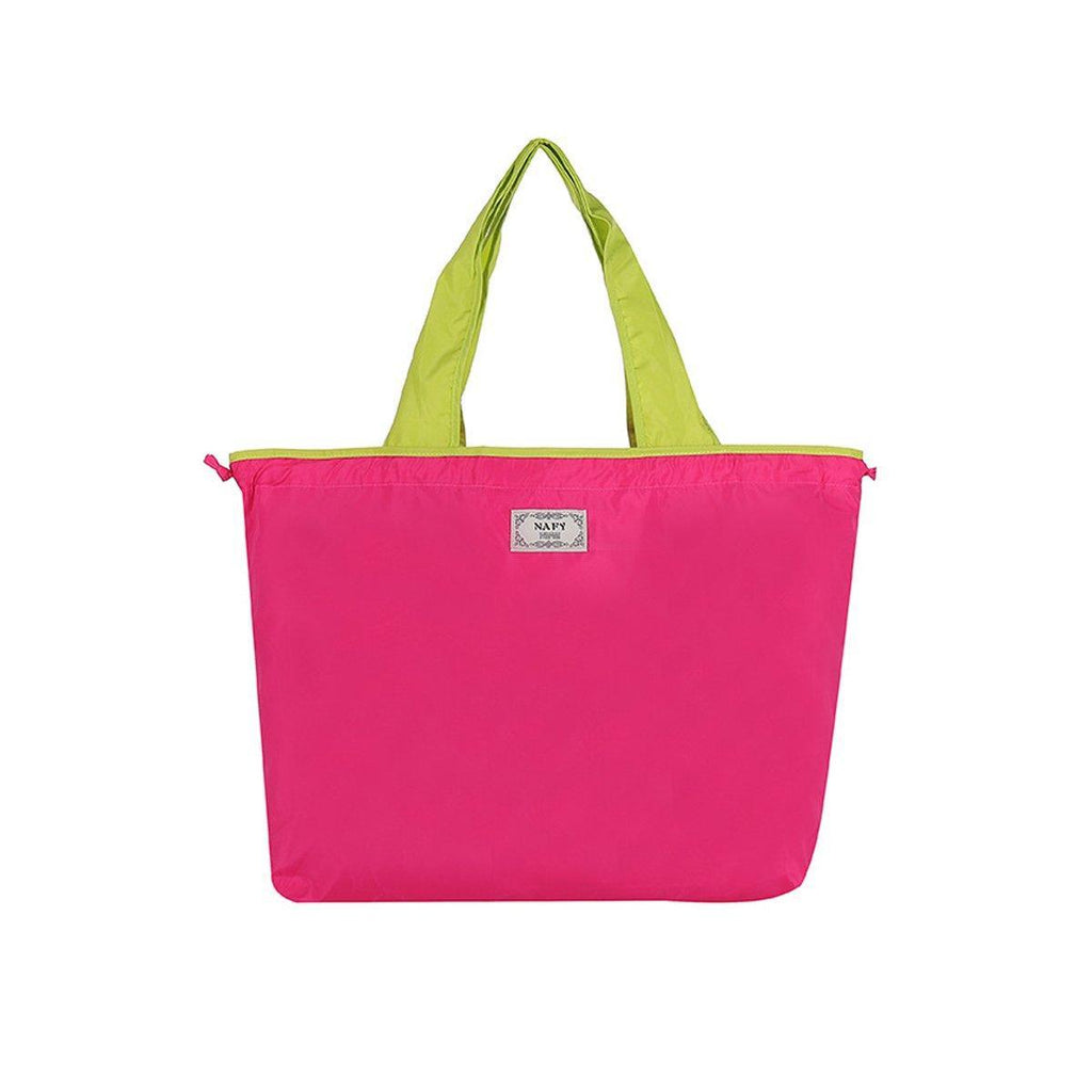 Ultra-Light Foldable Large Capacity Portable Shopping Bag with Drawstring Mouth - Purple - L