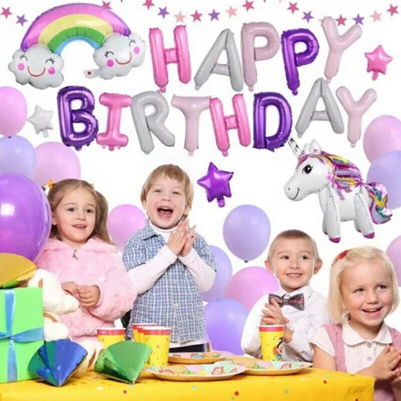 45-50 Pcs Happy Birthday 3D Unicorn Decoration Balloons Diy Decor Party Set - 03