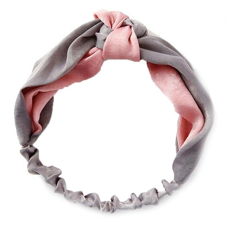 Women Chiffon Floral Print Headband Fashion Bohemian Elastic Cross Hair Bands - Black+Yellow